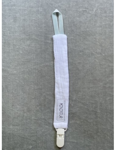 Chupetero Blanco Gasa Terciopelo Azul Claro