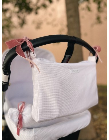 Bolsa Lazo Terciopelo Rosa Blanca de Piqué
