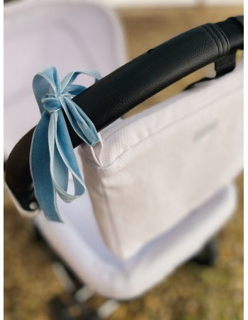 Bolsa Lazo Terciopelo Azul Blanca de Piqué 2