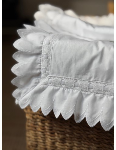 Bajera Doble Pico Pasacintas Terciopelo Blanco Con Rizo Capazo/Mini cuna