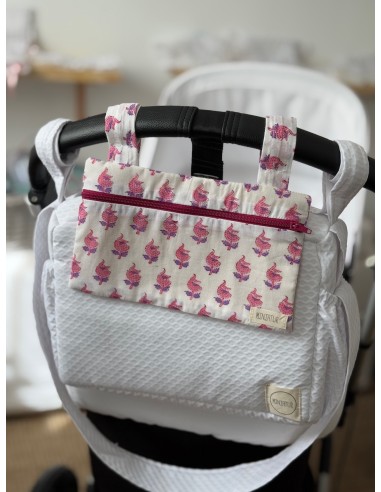Bolsa Monedero India Blanca y Rosa