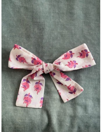Lazo Pelo Niña Indio Rosa y Blanco