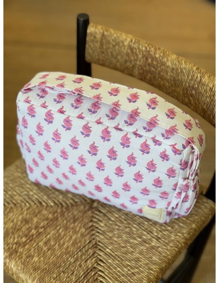 Mini Bolsa India Blanca y Rosa