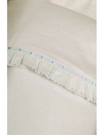Saco de Capazo/Mini Cuna Gasa Perforado Raso Celeste 2