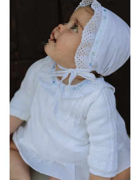 Vestido/Jesusito Cuello Perforado Celeste