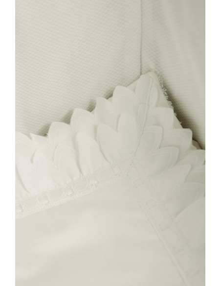 Bajera Picos Pasacintas Terciopelo Blanco Con Rizo Capazo/Mini cuna