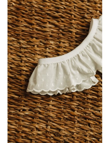 Cuello Tira Bordada Plumeti Blanco