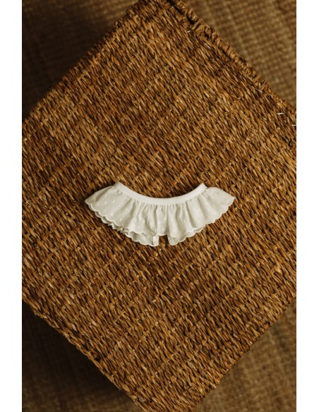 Cuello Tira Bordada Plumeti Blanco