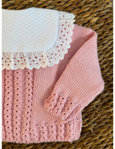 Jersery Ochitos Algodón Rosa Bebé