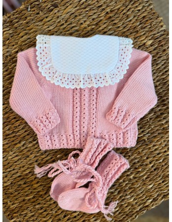 Jersery Ochitos Algodón Rosa Bebé