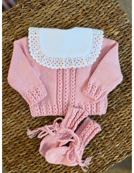 Jersery Ochitos Algodón Rosa Bebé