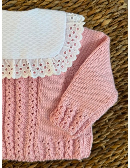 Jersery Ochitos Algodón Rosa Bebé