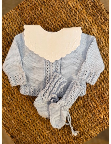 Patucos Ochitos Algodón Celeste