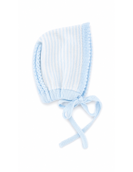 Conjunto Ochitos Lana Rayas Celeste Bebé Edición Limitada