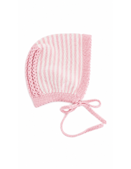 Capota Ochitos Lana Rayas Rosa