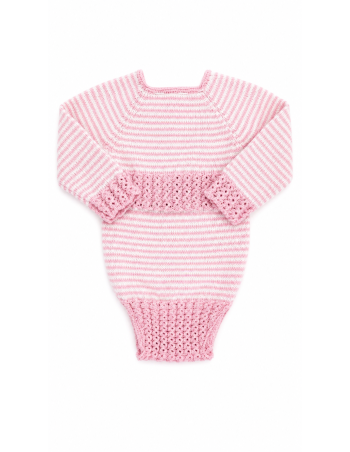 Ranita Ochitos Lana Rayas Rosa