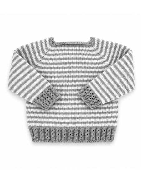 Jersery Lana Rayas Gris